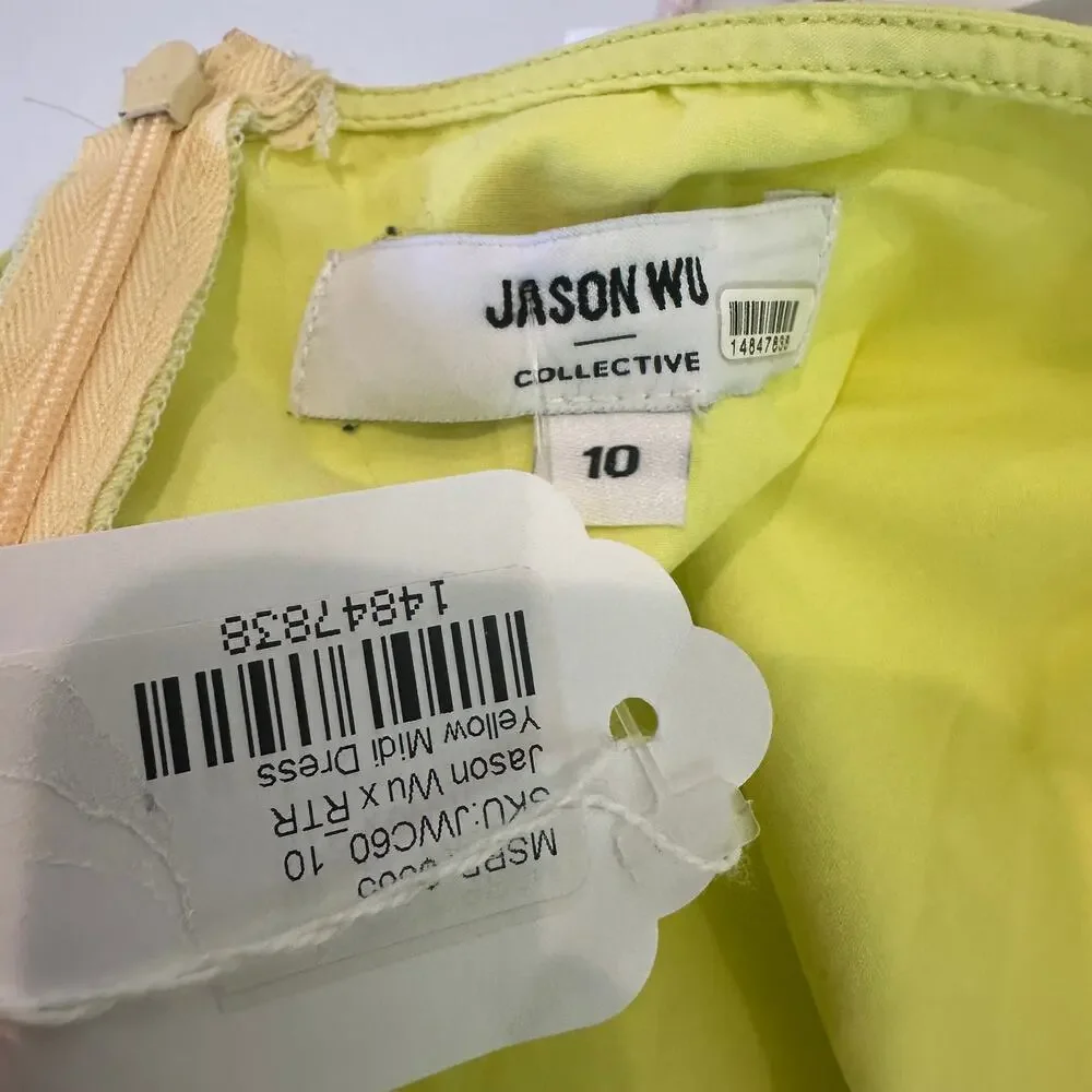 Jason Wu Yellow Slip Midi Dress SIZE 10 Cottage Cotton Sundress Designer $365 - Picture 13 of 13